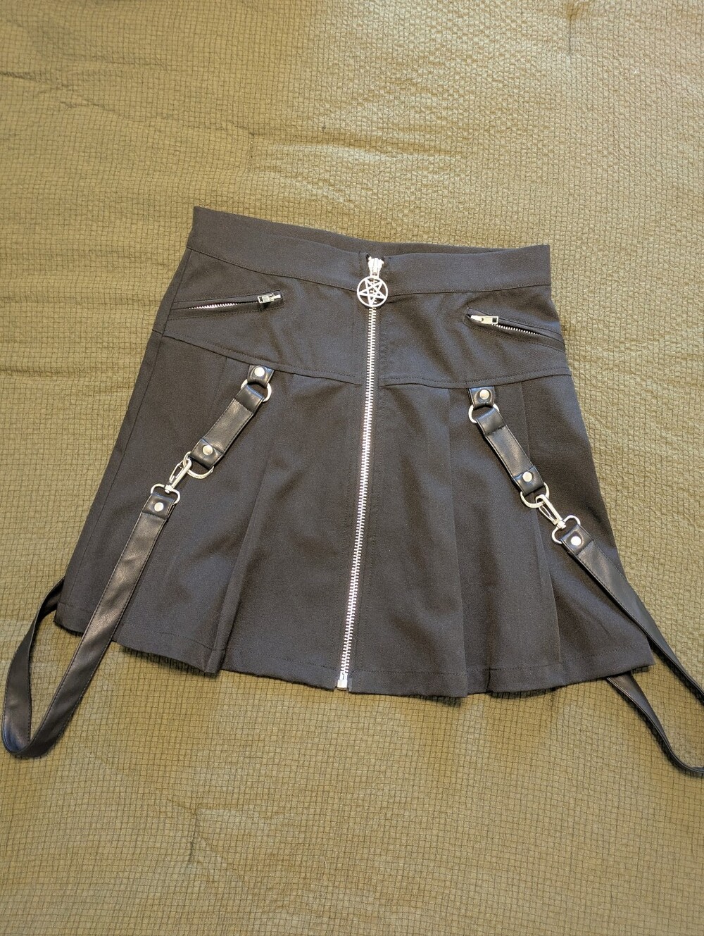 Killstar Black Bondage Pleated Mini Skirt Schoolgirl Punk Goth Alt Medium/M